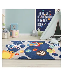 Little Looms Mission to Mars Theme Woollen Rug - Blue