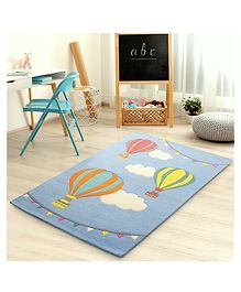 Little Looms Hot Air Balloon Woollen Rug - Light Blue