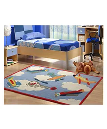 Little Looms 100% New Zealand Wool Flying Planes Rug - Multicolour