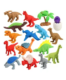 Toyshine  Dinosaur Theme Erasers Pack of 17 - Multicolor