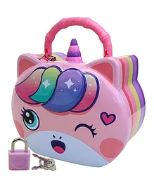Toyshine Unicorn Money Safe Piggy Bank With Lock - Multicolour
