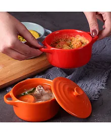 Nestasia 1 Peice Ceramic Merry Mini Baking Bowl With Lid - Orange