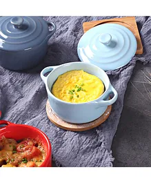 Nestasia 1 Peice Ceramic Merry Mini Baking Bowl With Lid - Blue