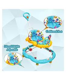 Mee Mee Baby Walker with Musical Activity Tray and Parental Handle - Blue Yellow