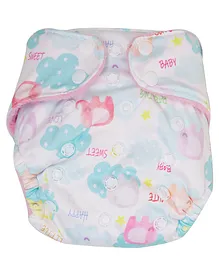 Paw Paw Bunny Reusable Diaper Words Print - Multicolor