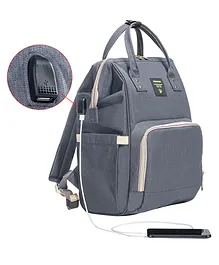 Sunveno 2 Way Diaper Bag cum Backpack With USB - Grey 