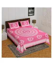 Divamee Cotton Double Bedsheet With Pillow Covers - Pink
