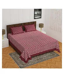 Divamee Cotton Double Bedsheet With Pillow Covers - Brown