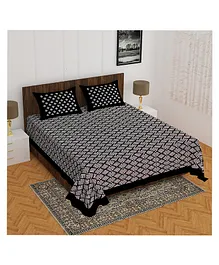 Divamee Cotton Double Bedsheet With Pillow Covers - Black