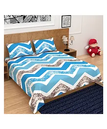Divamee Poly Microfiber Jaipuri Print Double Bedsheet With Pillow Covers - Blue