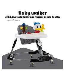 Baybee Kidzee Round Activity Walker With 3 Position Adjustable Height & Musical Toy Tray - Black