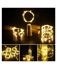 Amfin 20 LED Wine Bottle Cork Copper Wire String Lights Yellow - Pack Of 4