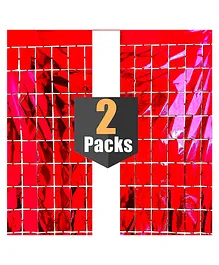 Amfin Square Foil Curtains Red - Pack of 2 