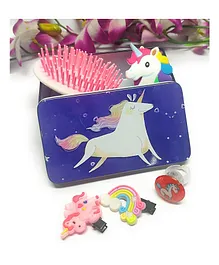 Tera13 Unicorn Vanity Box with Hair Brush Bracelet Light Ring Clip (Random Color)