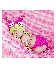 MOMISY Baby Photography Prop Cap & Pant Owl Theme - Pink Green
