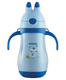 Borosil Hydra Happy Sipper Stainless Steel Vacuum Insulated Flask Water Bottle Blue - 260 ml
