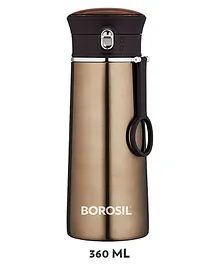Borosil Stainless Steel Vacuum Insulated Flask Water Bottle Brown - 360 ml