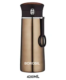 Borosil Stainless Steel Vacuum Insulated Flask Water Bottle Brown - 420 ml