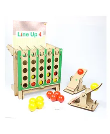 Butterflyfields Line Up 4 Connect Shots Board Game & 2 Mini Catapult Shooters Interactive Battle Game - Multicolor 