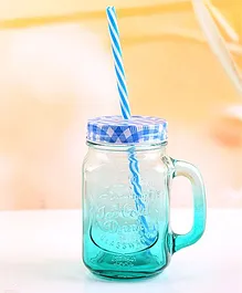 EZ Life Mason Jar Mug With Straw & Lid Gradient - Blue