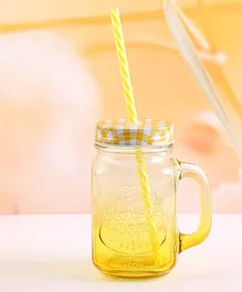 EZ Life Mason Jar Mug With Straw & Lid Gradient - Yellow