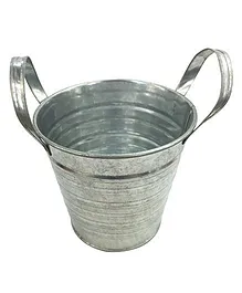 EZ Life Tin Pail Buckets For Serving Gardening Decoration Pack Of 3 - Silver