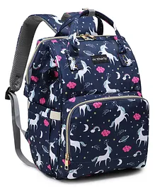 Motherly Smile In Style Diaper Backpack Unicorn Print - Blue