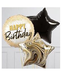 Amfin Happy Birthday Balloons Decorations Black - Pack of 3 