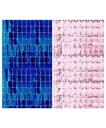 Amfin Square Foil Curtains Blue Pink - Pack of 2 