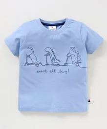 First Smile Half Sleeves T-Shirt Dino Print - Blue