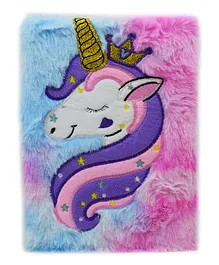 Asera Unicorn Theme Fur Plush Diary - Multicolour