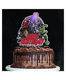 Zyozi Avenger Theme Happy Birthday Cake Topper - Blue