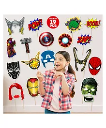 Zyozi Avenger Theme Photo Booth Props Multicolor - Pack of 19