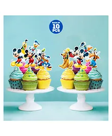 Zyozi Mickey Mouse Theme Birthday Cupcake Topper Multicolor - Pack of 10