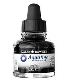 Daler Rowney Aquafine Watercolor Ink Glass Bottle 035 Lamp Black - 29.5 ml