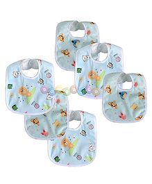 DOMENICO Feeding Bibs With Snap Button Closure Pack of 6 - Multicolour