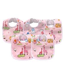 DOMENICO Feeding Bibs With Snap Button Closure Pack of 5 - Multicolour