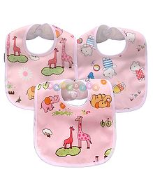 DOMENICO Feeding Bibs With Snap Button Closure Pack of 3 - Multicolour