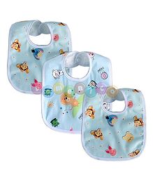 DOMENICO Feeding Bibs With Snap Button Closure Pack of 3 - Multicolour