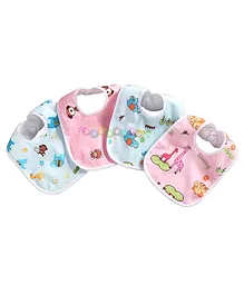 DOMENICO Feeding Bibs With Snap Button Closure Pack of 4 - Multicolour