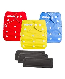 Domenico Reusable Diaper With Insert Pad Pack of 3 - Multicolour