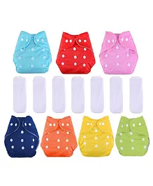 Domenico Cloth Diaper With Insert Pads Pack of 7 - Multicolour