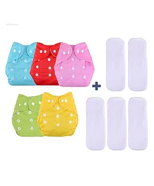 Domenico Cloth Diaper With Insert Pads Pack of 5 - Multicolour