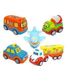 New Pinch Pull Back & Friction Transport Toy Car Pack of 5 - Multicolor