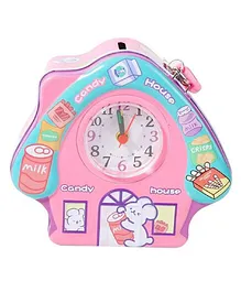 Wishkey House Piggy Bank With Battery Operated Clock Security Lock & Keys - Multicolor