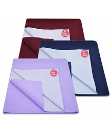 TIDY SLEEP Ultra Absorbent Baby Dry Sheets & Bed Protector Medium Pack of 3 - Maroon Lilac Navy Blue