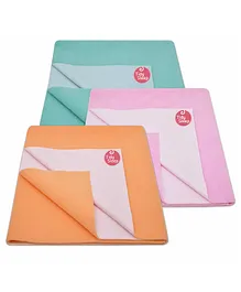 TIDY SLEEP Ultra Absorbent Baby Dry Sheets & Bed Protector Medium Pack of 3 - Sea Green Pink Peach 