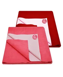 TIDY SLEEP Ultra Absorbent Baby Dry Sheets & Bed Protector Large Pack of 2 - Hot Pink Cherry Red