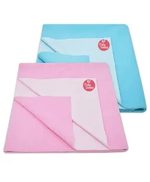 TIDY SLEEP Ultra Absorbent Baby Dry Sheets & Bed Protector Medium Pack of 2 - Blue Pink 