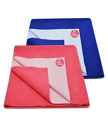 TIDY SLEEP Ultra Absorbent Baby Dry Sheets & Bed Protector Medium Pack of 2 - Hot Pink Royal Blue
